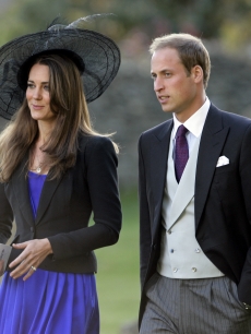 Kate Middleton and Prince William attend Harry Meade & Rosie Bradford’s wedding at the Church of St. Peter and St. Paul in Northleach near Cheltenham, England on October 23, 2010
