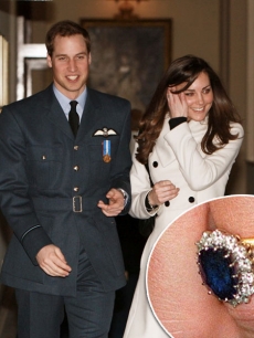 Prince William and Kate Middleton arrive at the Central Flying School at RAF Cranwell where Prince William received his RAF wings in a graduation ceremony, Sleaford in Lincolnshire, England on April 11, 2008 / Princess Diana’s engagement ring