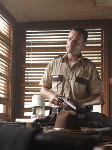 Andrew Lincoln as Rick Grimes on AMC’s breakout show about surviving in a zombie infested world, “The Walking Dead”