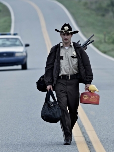 Andrew Lincoln as Rick Grimes on AMC’s breakout show about surviving in a zombie infested world, “The Walking Dead”
