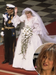 Charles, Prince of Wales, with his wife, Princess Diana (1961 - 1997), on the altar of St Paul’s Cathedral during their marriage ceremony, July 29, 1981, Elizabeth Emanuel, designer of Diana’s dress (bottom right)