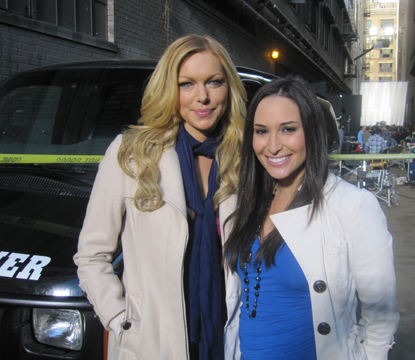 Laura Prepon with Accesshollywood.com’s Laura Saltman on the set of ABC’s ‘Castle’