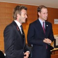 David Beckham and Prince William share a laugh during a reception at the Steigenberger hotel a day before the FIFA 2018 and 2022 World Cup Bid Announcement in in Zurich, Switzerland on December 1, 2010