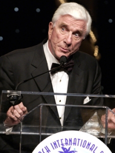 Leslie Nielsen speaks during the 10th Annual Palm Beach International Film Festival in April 2005