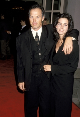 Michael Keaton and then-girlfriend Courteney Cox hit the Ritz Carlton Hotel in Pasadena, Calif., Jan. 9, 1995