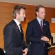 David Beckham and Prince William share a laugh during a reception at the Steigenberger hotel a day before the FIFA 2018 and 2022 World Cup Bid Announcement in in Zurich, Switzerland on December 1, 2010