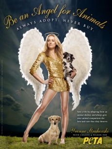 “Chuck’s” Yvonne Strahovski is PETA’s 2010 Christmas Angel for Animals