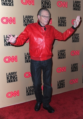 The man himself — Larry King — rejoices on the red carpet of CNN’s “Larry King Live” final broadcast party at Spago restaurant on December 16, 2010 in Beverly Hills