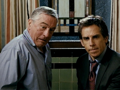 Robert De Niro and Ben Stiller and in a scene from “Little Fockers”