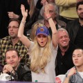 Lindsay Lohan attends a game between the New York Knicks and the Los Angeles Lakers at Staples Center in Los Angeles on January 9, 2011