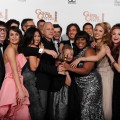 The cast of “Glee” celebrate their Best TV Show, Comedy or Musical, win at the Golden Globes, Beverly Hills, Jan. 17, 2010