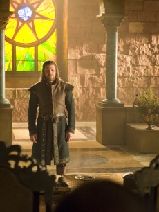 Sean Bean as Ned Stark and Julian Glover as Grand Maester Pycelle in HBO’s “Game of Thrones,” 2011