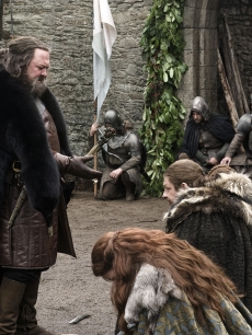 Mark Addy as Robert Baratheon, Michelle Fairley as Catelyn Stark and Sean Bean as Ned Stark in “Game of Thrones,” 2011