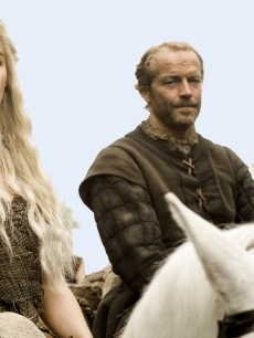 Emilia Clarke as Daenerys Targaryen and Iain Glen as Ser Jorah Mormont in “Game of Thrones,” 2011