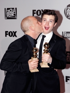 “Glee’s” Ryan Murphy and Chris Colfer arrive at the FOX 2011 Golden Globes after party at 9900 Wilshire Blvd, Los Angeles, January 16, 2011