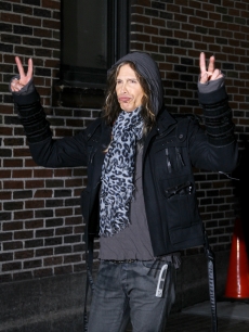Steven Tyler visits the “Late Show With David Letterman” at the Ed Sullivan Theater in New York City on January 17, 2011