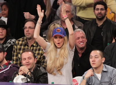 Lindsay Lohan attends a game between the New York Knicks and the Los Angeles Lakers at Staples Center in Los Angeles on January 9, 2011