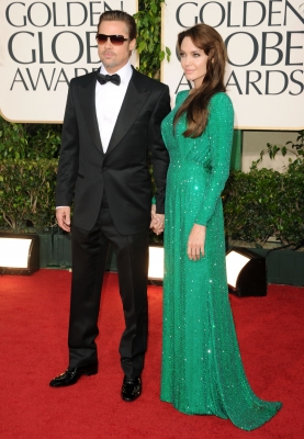 Brad Pitt and Angelina Jolie arrive at the 68th Annual Golden Globe Awards held at The Beverly Hilton hotel, Beverly Hills, January 16, 2011