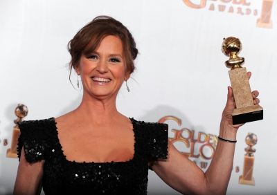 Melissa Leo poses with her award for Best Performance by an Actress in a Supporting Role in a Motion Picture for “The Fighter” in the press room at the 68th Annual Golden Globe Awards held at The Beverly Hilton hotel on January 16, 2011 