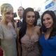 “Glee’s” Heather Morris and Naya Rivera with AccessHollywood.com’s Laura Saltman at the 2011 Golden Globes