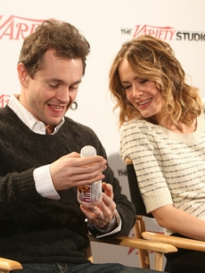 Hugh Dancy & Sarah Paulson drink a HINT water while promoting their new film, “Martha Marcy May Marlene” at the Variety Studio at the 2011 Sundance Film Festival