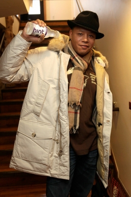 Terrence Howard drinks a HINT water at the Variety Studio at the 2011 Sundance Film Festival