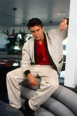 Charlie Sheen poses for a portrait in Malibu, Aug. 2, 1990
