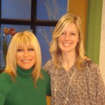 Suzanne Somers with Glam Slam’s Ryan Patterson on the set of Access Hollywood Live