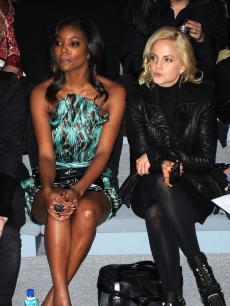 Gabrielle Union and Mena Suvari sit front row at the the Christian Siriano Fall 2011 show at Mercedes-Benz Fashion Week  in New York City on February 10, 2011