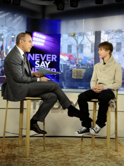 Justin Bieber makes an appearance on the “Today” show as he’s interviewed by Matt Lauer, NYC, Jan. 31, 2011