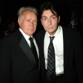 Martin Sheen & Charlie Sheen backstage at the 2006 Primetime Emmy Awards in LA