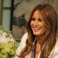 Melania Trump stops by Access Hollywood Live to show off new pieces from her jewelry line on February 24, 2011