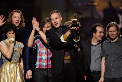 Canadian indie rock band Arcade Fire won the Grammy for Album of the Year for “The Suburbs” at the 53rd Annual Grammy Awards on February 13, 2011 
