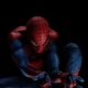 Andrew Garfield seen in the famous full mask and suit for “The Amazing Spider-Man”