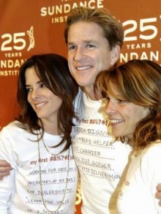 Matthew Modine is hugged by Parker Posey & Lili Taylor on the carpet