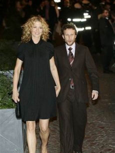Jenna & Bodhi Elfman on their way to meet the happy couple