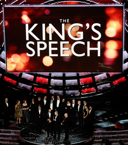 Producers Emile Sherman, Iain Canning and Gareth Unwin accept the award for Best Motion Picture of the Year for “The King’s Speech” onstage during the 83rd Annual Academy Awards held at the Kodak Theatre, Hollywood, Calif., on February 27, 2011