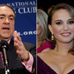 Former Arkansas Governor Mike Huckabee and Natalie Portman