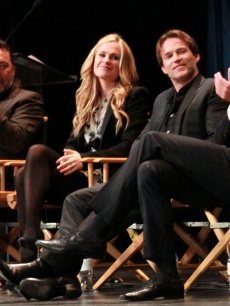 Alan Ball, Anna Paquin, Stephen Moyer and Alexander Skarsgard appear on stage at PaleyFest 2011 presents “True Blood” at the Saban Theatre, Beverly Hills, on March 5, 2011