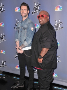 Adam Levine and Cee Lo Green arrive at NBC’s press conference “The Voice” in Los Angeles on March 15, 2011