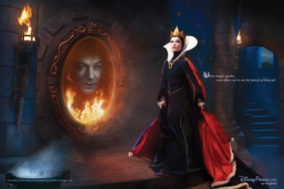 As the Spirit of the Magic Mirror, Alec Baldwin joins Olivia Wilde as the Evil Queen from “Snow White and the Seven Dwarfs,” 2011