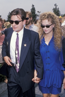 Charlie Sheen and Kelly Preston during Martin Sheen Honored with a Star on the Hollywood Walk of Fame for His Achievements in Film at Hollywood Boulevard in Los Angeles, California
