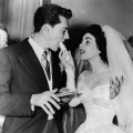 Dame Elizabeth Taylor and her first husband, Nick Hilton, on their wedding day on May 6, 1950 