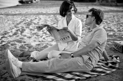 Greg Kinnear and Katie Holmes in “The Kennedys”