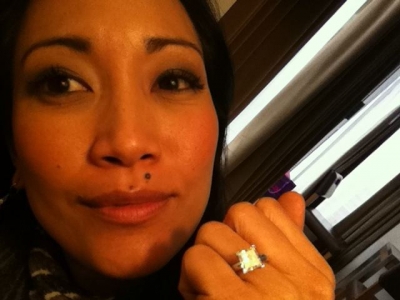 Carrie Ann Inaba flashes her dazzling engagement ring on March 31, 2011