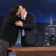 Charlie Sheen kisses Jimmy Kimmel during an appearance on “Jimmy Kimmel Live” on March 22, 2011