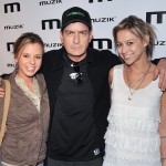 Bree Olson, Charlie Sheen and Natalie Kenly attend the official after-party for his “Torpedo of Truth” tour at Muzik on April 14, 2011 in Toronto, Canada
