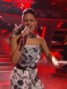 Pia Toscano performs on “American Idol,” April 6, 2011