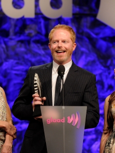 Julie Bowen, Jesse Tyler Ferguson, and Ariel Winter speak onstage during the 22nd Annual GLAAD Media Awards presented by ROKK Vodka at Los Angeles’ Westin Bonaventure in Los Angeles, Calif. on April 10, 2011
