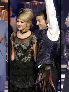 Anna Trebunskaya and Sugar Ray Leonard, Chelsea Kane and Mark Ballas, Kendra Wilkinson and Louis van Amstel on “Dancing with the Stars,” April 2011